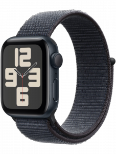 Apple Watch SE 2024, 44 мм Корпус из алюминия цвета Тёмная ночь, текстильный ремешок цвета Темно-синий