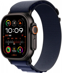 Apple Watch Ultra 2, 49 мм, Черный Титан, ремешок Alpine темно-синего цвета