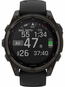 Смарт-часы Garmin fenix 8, 51 мм, Solar, титан с DLC, сапфир, силиконовый ремешок цвета чёрный/«серая галька»
