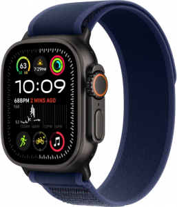 Apple Watch Ultra 2, 49 мм, Черный Титан, ремешок Trail голубого цвета