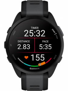 Смарт-часы Garmin FORERUNNER 165 чёрные, серый ремешок 43мм