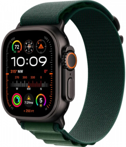 Apple Watch Ultra 2, 49 мм, Черный Титан, ремешок Alpine зеленого цвета