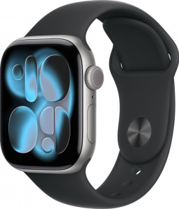 Apple Watch 11 2025, 42 мм корпус из алюминия Space Gray, спортивный ремешок