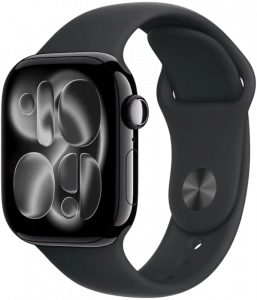 Apple Watch 11 2025, 46 мм корпус из алюминия Черный глянец, спортивный ремешок