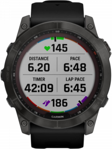 Смарт-часы Garmin  fenix 7X Sapphire Solar Edition, 51 мм, тёмно-серый безель, чёрный силиконовый ремешок
