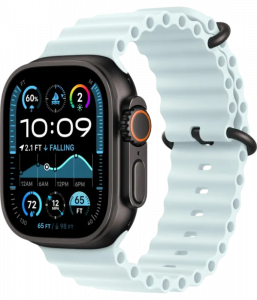 Apple Watch Ultra 2, 49 мм, Черный Титан, ремешок Ocean цвета "ледяной синий"