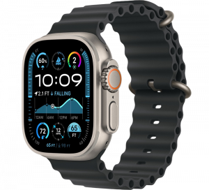 Apple Watch Ultra 2, 49 мм, Натуральный Титан, ремешок Ocean черного цвета