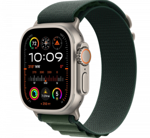 Apple Watch Ultra 2, 49 мм, Натуральный Титан, ремешок Alpine темно-зеленого цвета