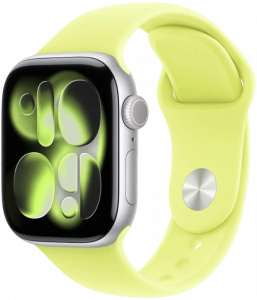 Apple Watch 11 2025, 46 мм корпус из алюминия Серебристого цвета, спортивный ремешок