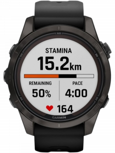 Смарт-часы Garmin  fenix 7S Pro Sapphire Solar Edition, 42 мм, чёрный силиконовый ремешок