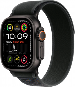 Apple Watch Ultra 2, 49 мм, Черный Титан, ремешок Trail черного цвета