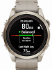 Смарт-часы Garmin  fenix 7S Pro Sapphire Solar Edition, 42 мм, кожаный ремешок цвета «известняк», светло-песочный силиконовый ремешок