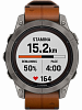 Смарт-часы Garmin fenix 7 Pro Sapphire Solar Edition, 47 мм, каштановый кожаный ремешок, чёрный силиконовый ремешок