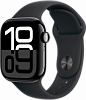 Apple Watch Series 10, 42 мм корпус из алюминия цвета Черный глянец, спортивный ремешок цвета Черный