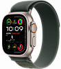 Apple Watch Ultra 2, 49 мм, Натуральный Титан, ремешок Trail зеленого цвета